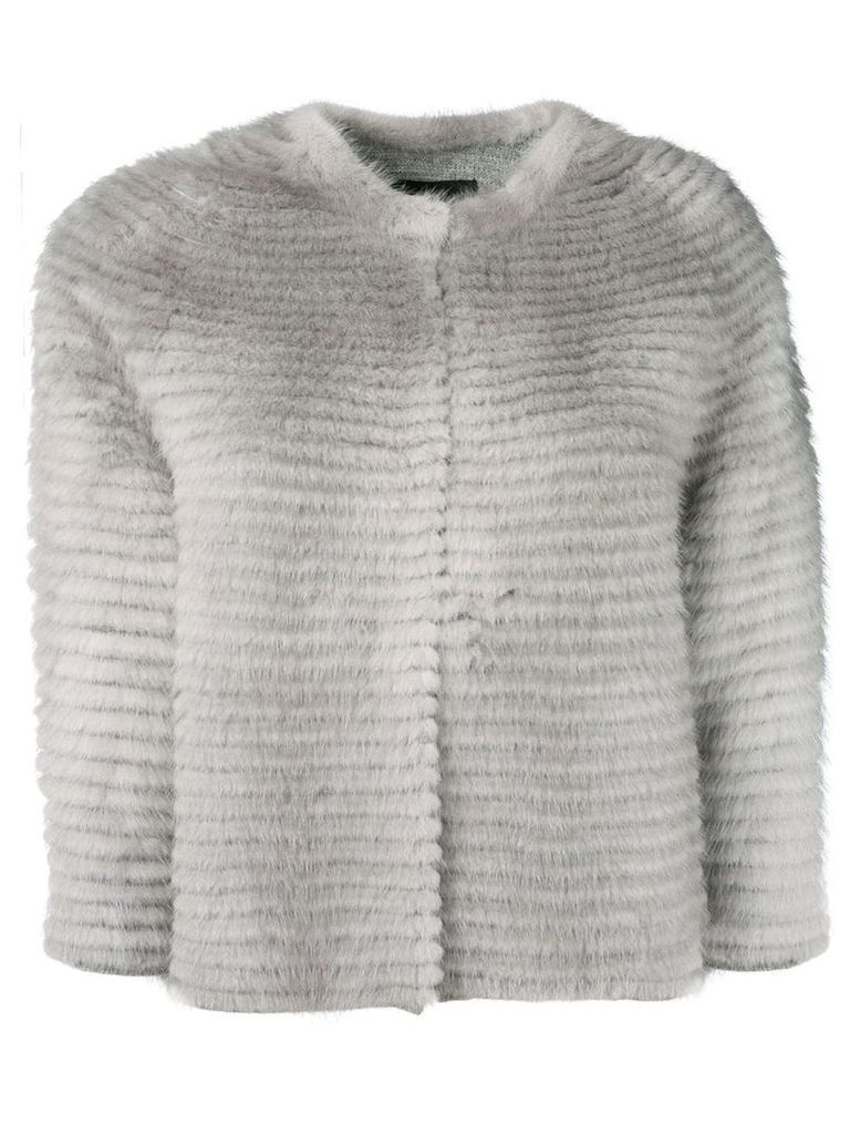 Liska cropped falre fur jacket - Grey