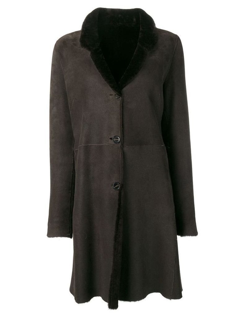 Liska classic fur trimmed coat - Brown