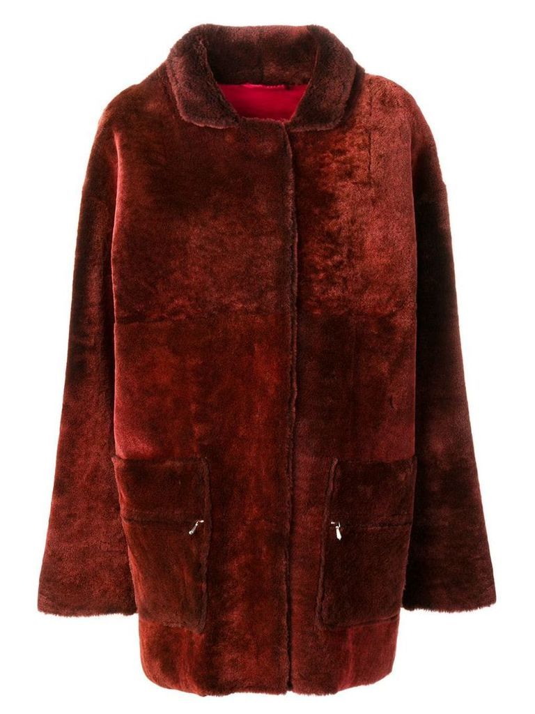 Liska Melouria midi fur coat - Red