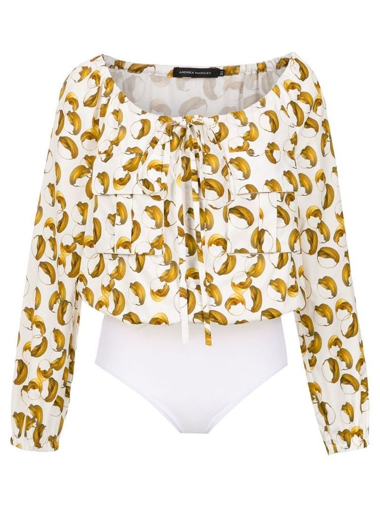 Andrea Marques printed bodysuit - White