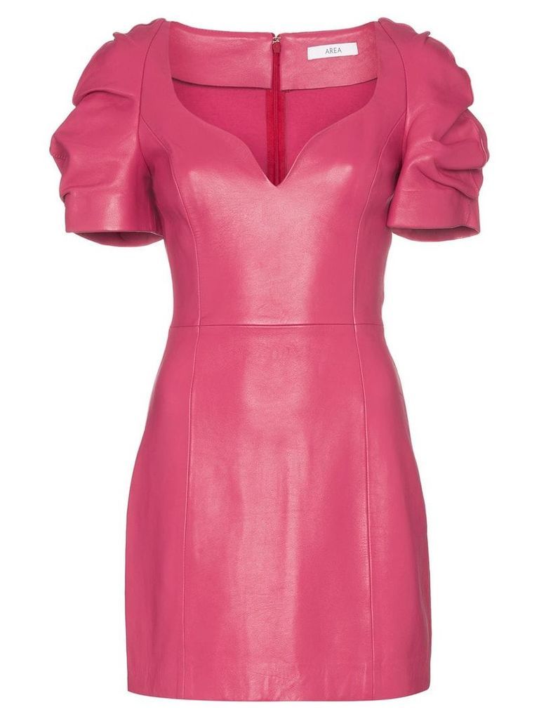 AREA ruched sleeve mini dress - PINK