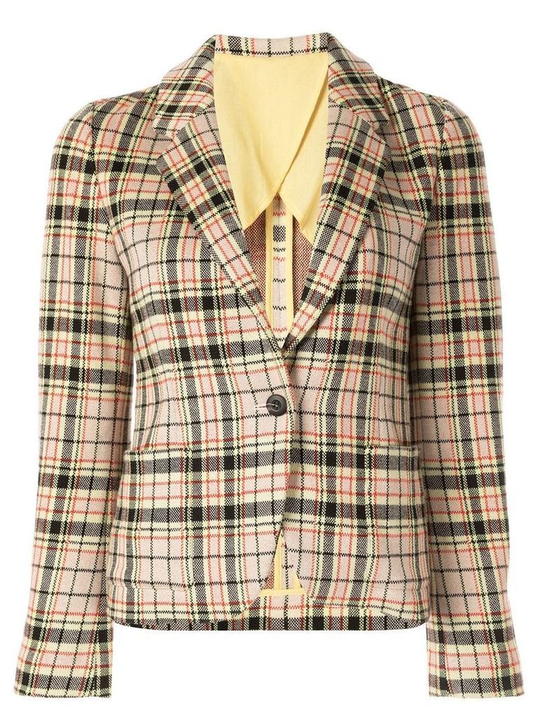 Caban plaid fitted blazer - Multicolour