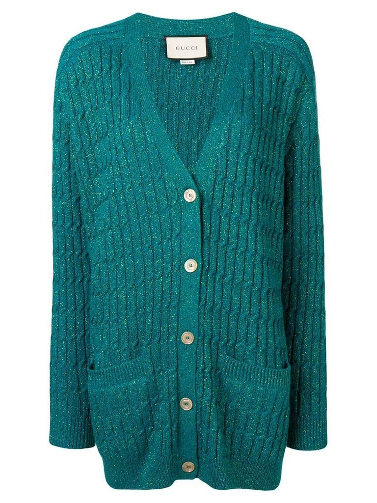 Gucci glitter cable knit cardigan - Blue