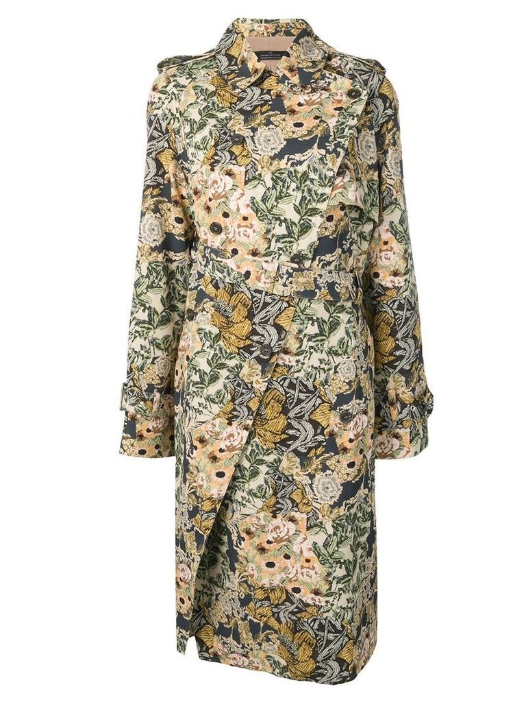 Rokh floral wrap trench coat - Blue