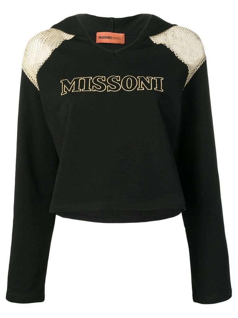 Missoni Mare mesh shoulder logo hoodie - Black