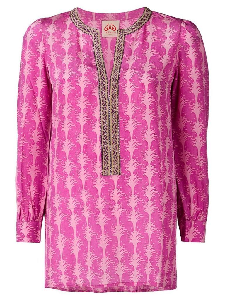 Le Sirenuse embroidered detailed tunic top - Purple