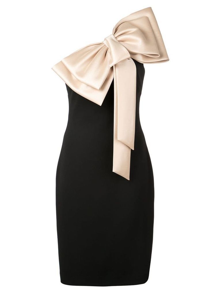 Badgley Mischka large bow-tie fitted dress - Black