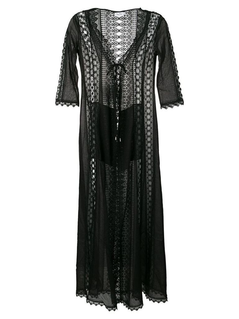 Charo Ruiz long embroidered cover up - Black