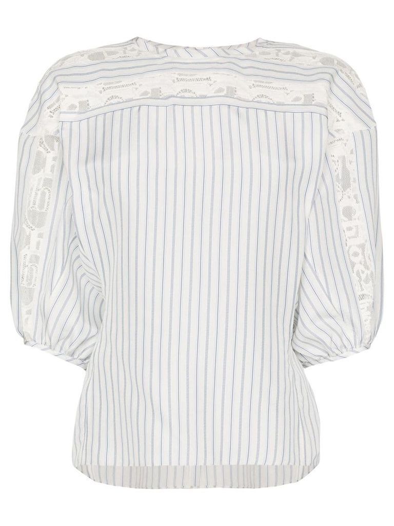 Chloé lace trim striped blouse - White