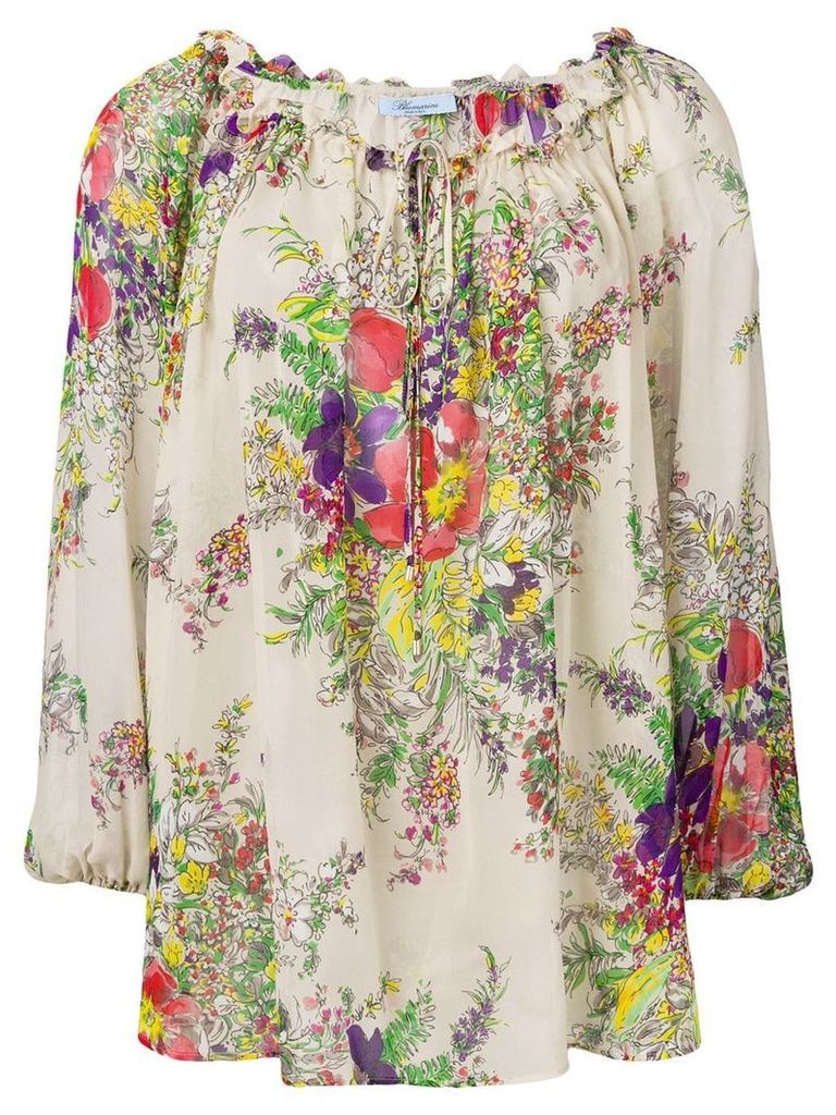 Blumarine floral loose fit blouse - NEUTRALS
