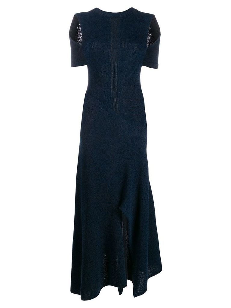 Chloé long knitted dress with shoulder cut-outs - Blue