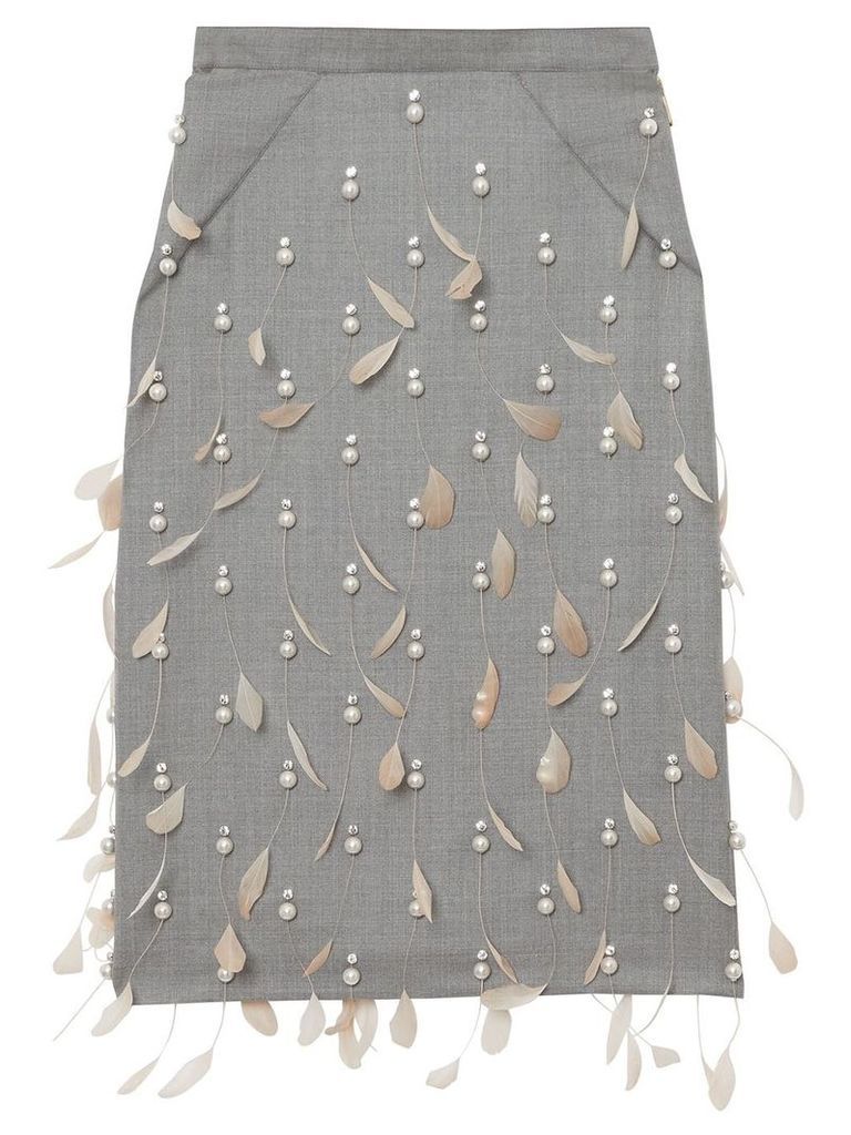 Burberry embellished pencil skirt - NEUTRALS