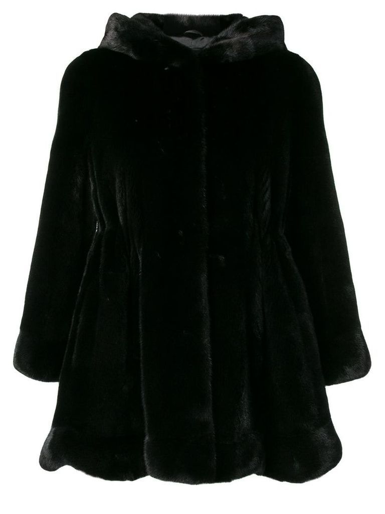 Liska short hoodeed coat - Black