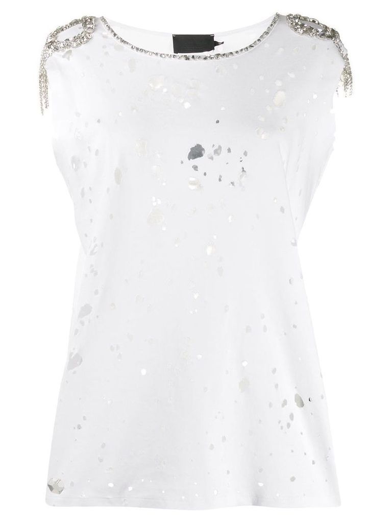 Philipp Plein ripped detail T-shirt - White