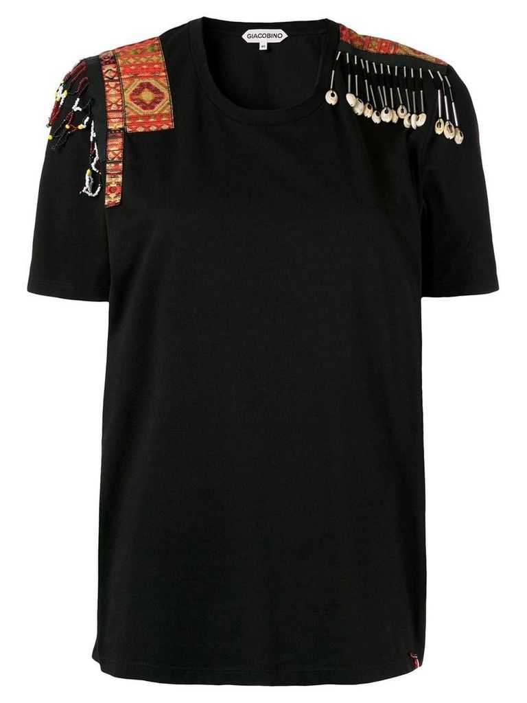 Giacobino embellished shoulder T-shirt - Black