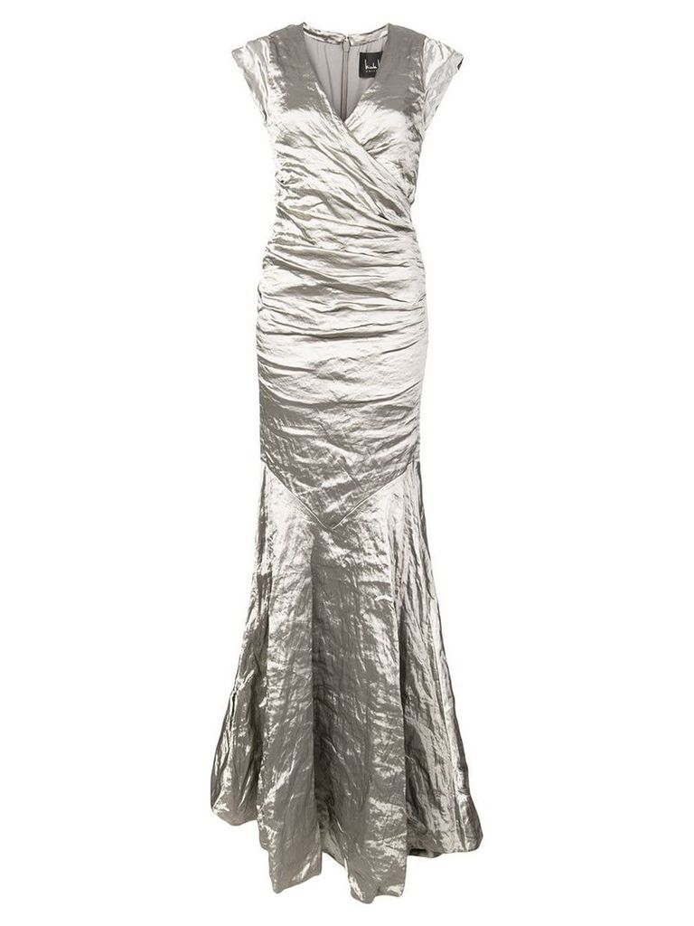 Nicole Miller crumpled effect gown - SILVER