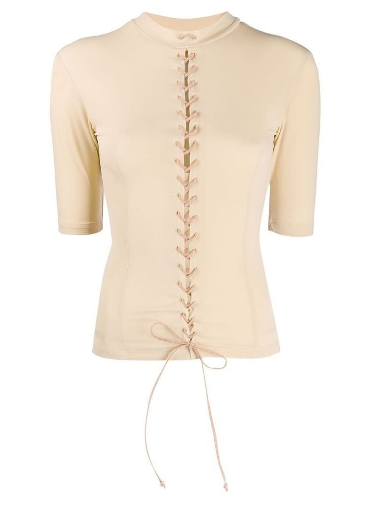 Unravel Project lace-up front top - Neutrals
