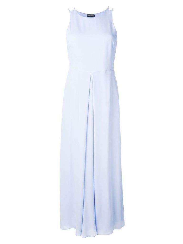 Emporio Armani pleated detail long dress - Blue
