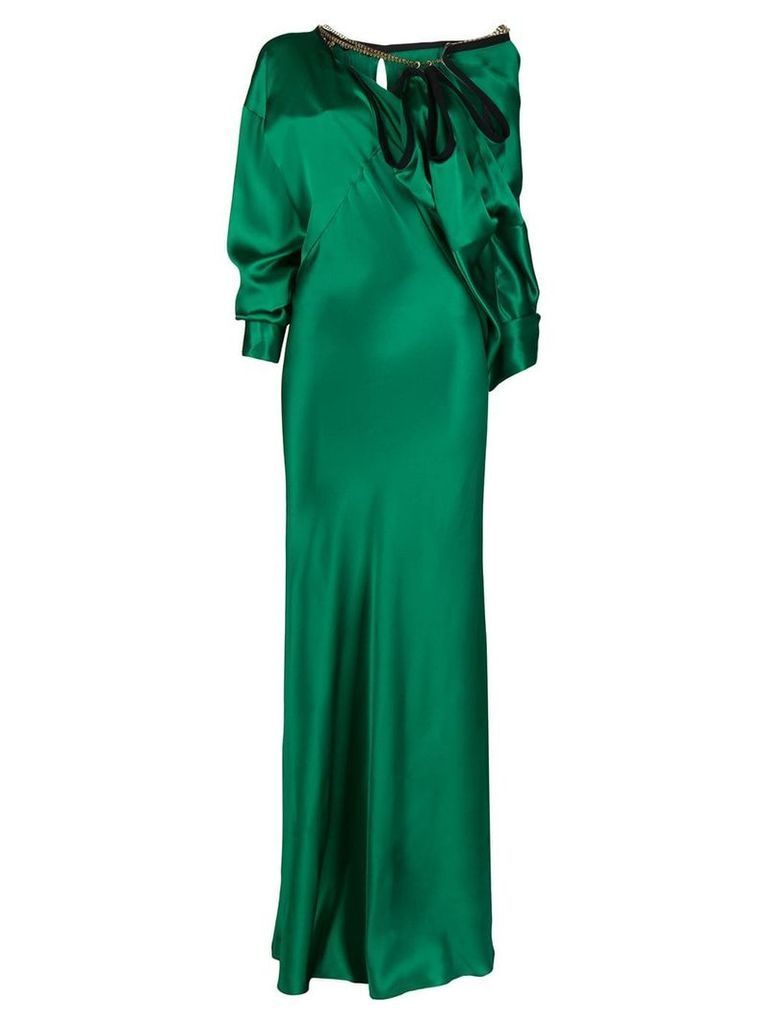 Y/Project ruffled-neck satin gown - Green