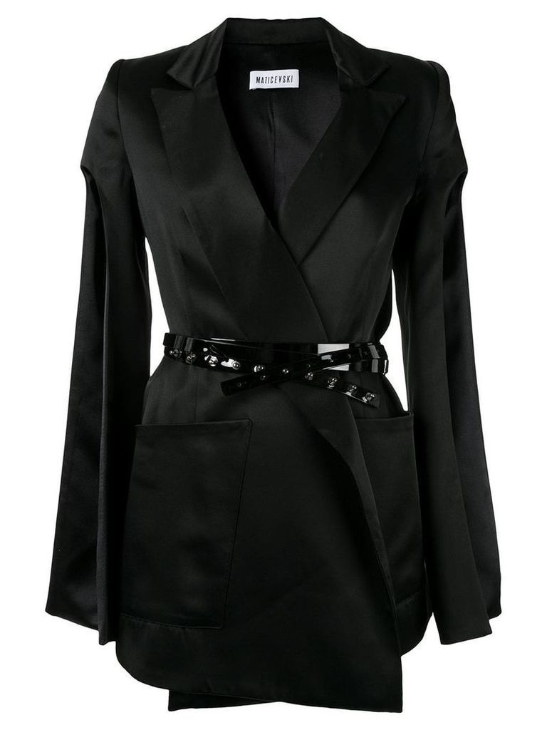 Maticevski slit sleeves belted blazer - Black