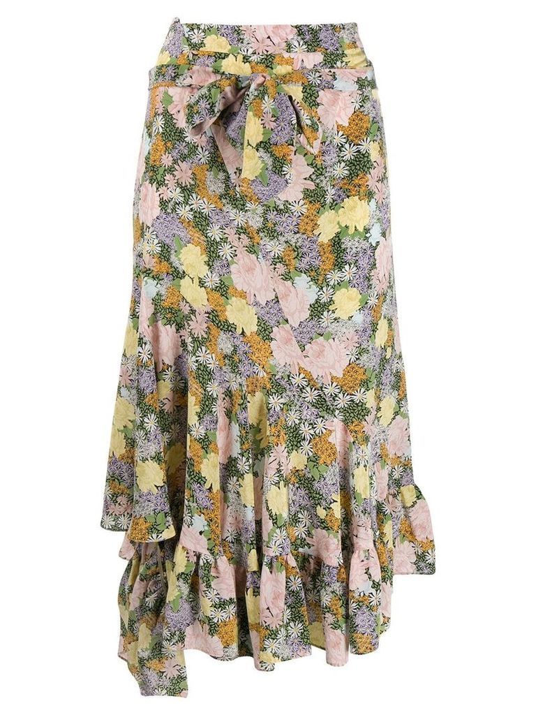 Rokh floral print asymmetric skirt - Green