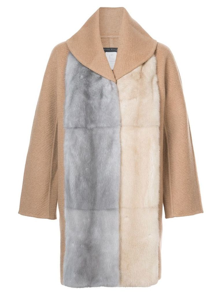 Fabiana Filippi fur cape coat - NEUTRALS