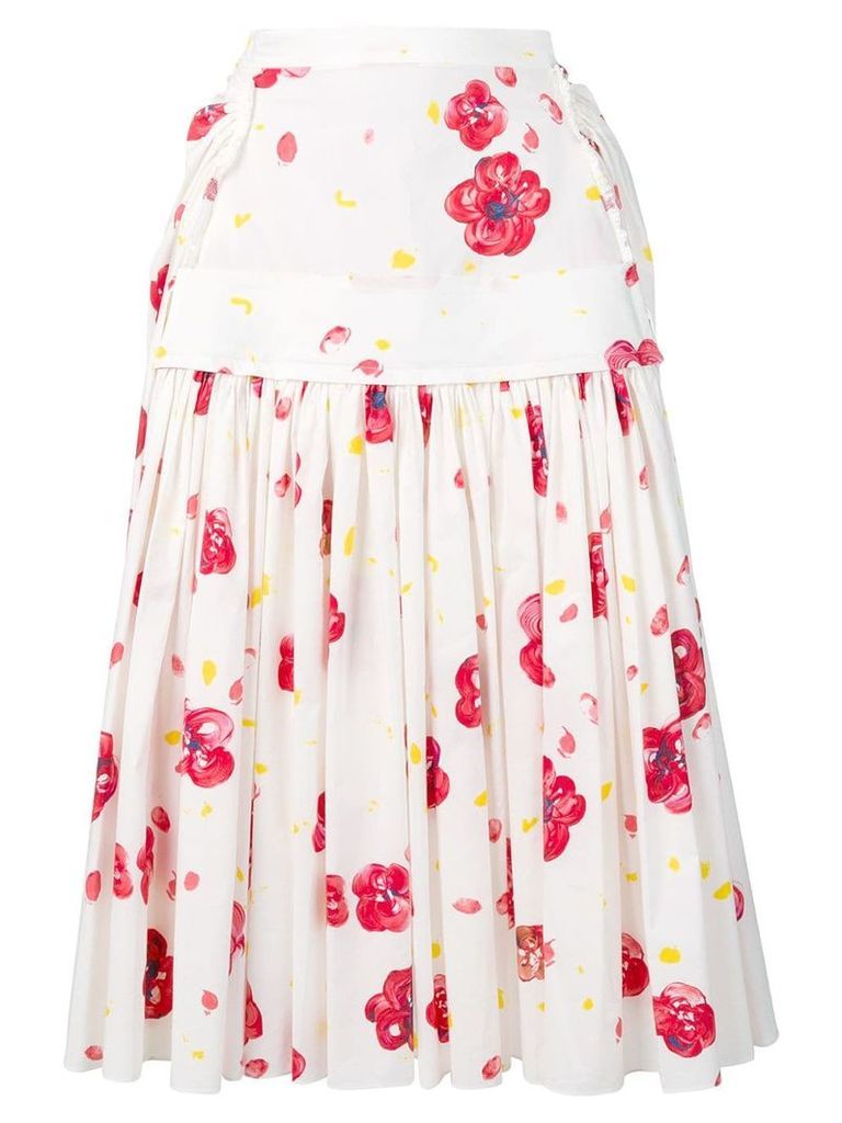 Marni poppy print skirt - White