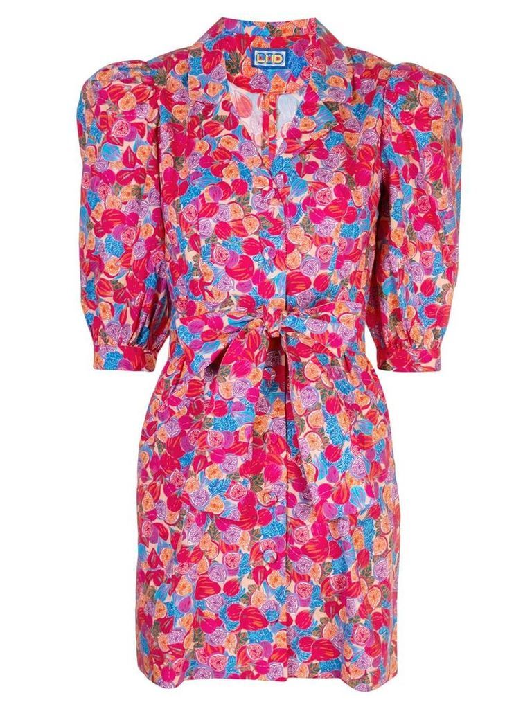 Lhd floral print belted shirt dress - PINK