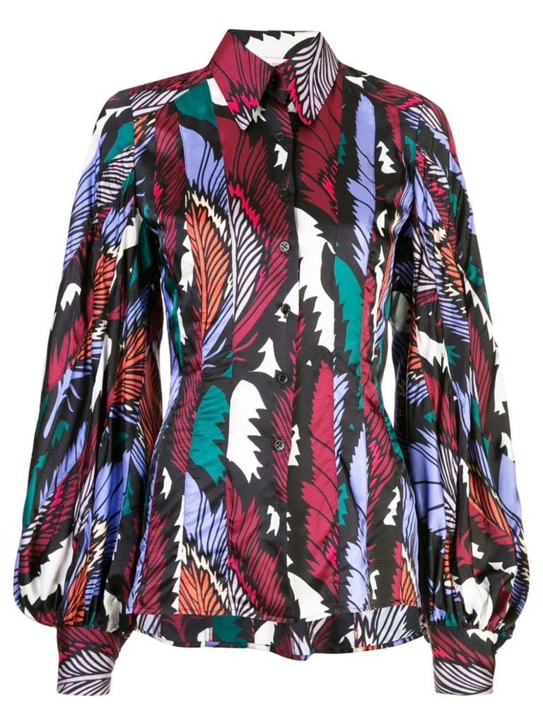 Carolina Herrera feather print shirt - Multicolour