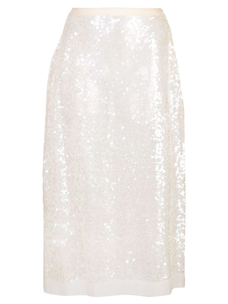 Miu Miu sheer sequin skirt - White