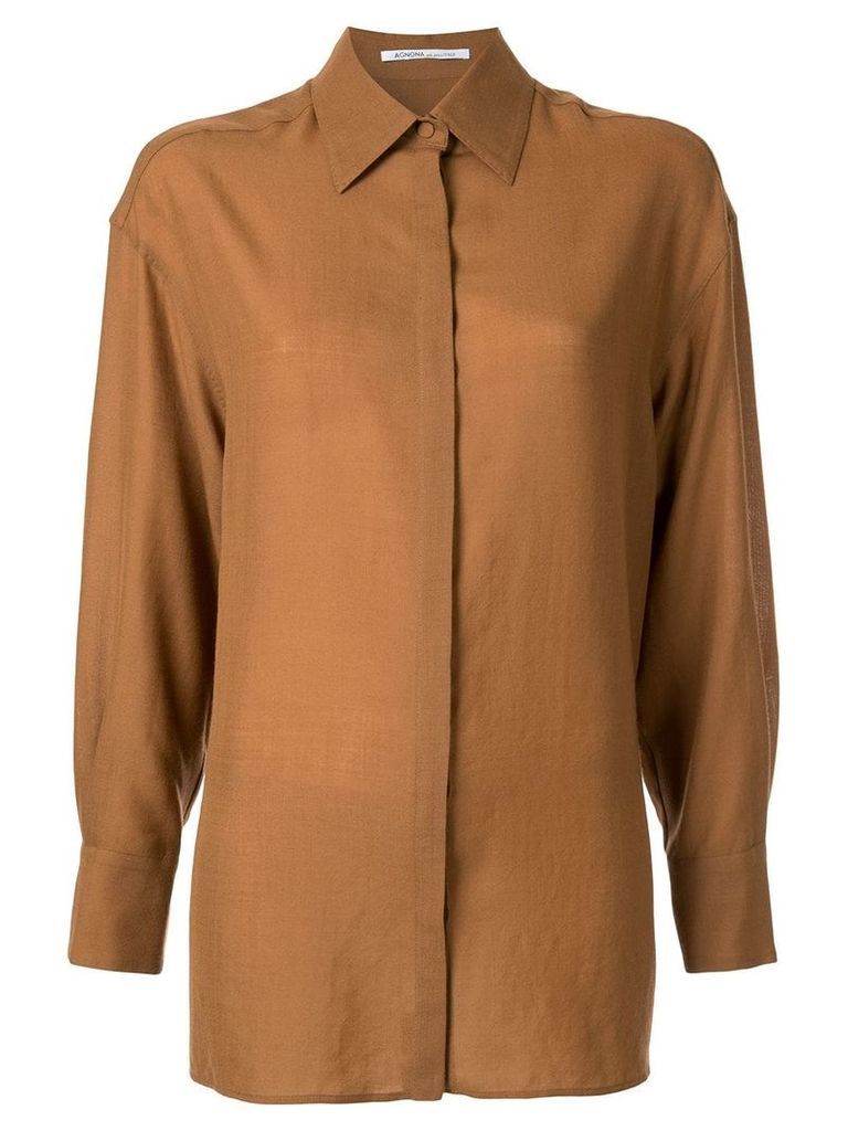 Agnona concealed fastening shirt - Brown