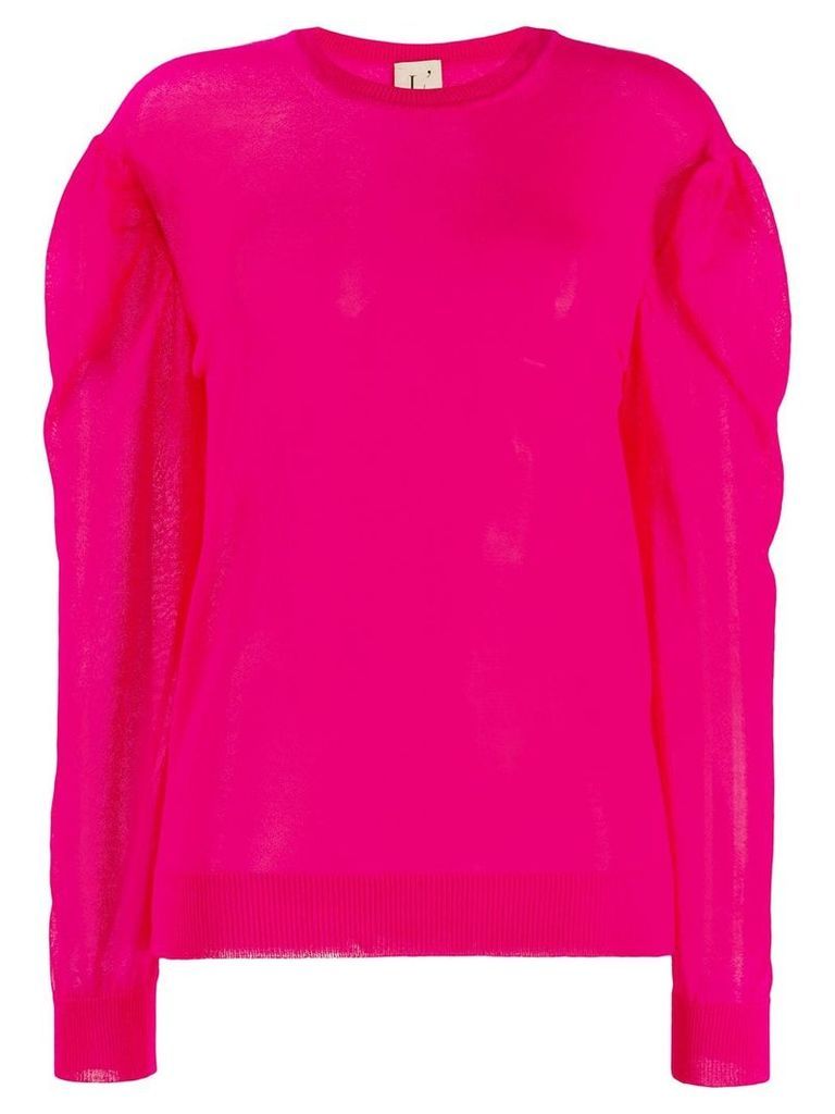 L'Autre Chose gathered sleeve knitted top - Pink