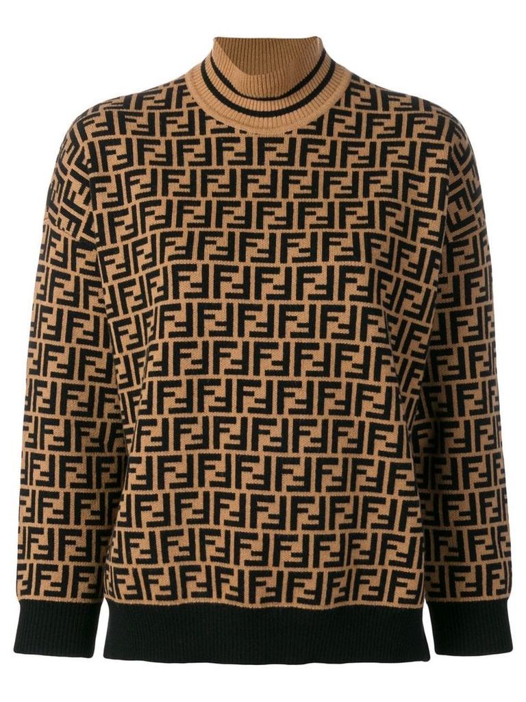 Fendi FF logo turtle-neck sweater - Neutrals