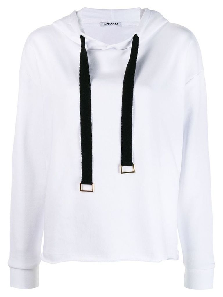 Parlor slogan detail hoodie - White
