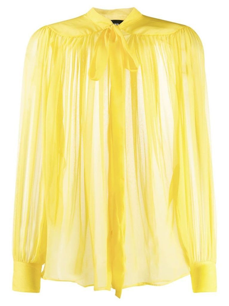 Rochas tie front sheer blouse - Yellow
