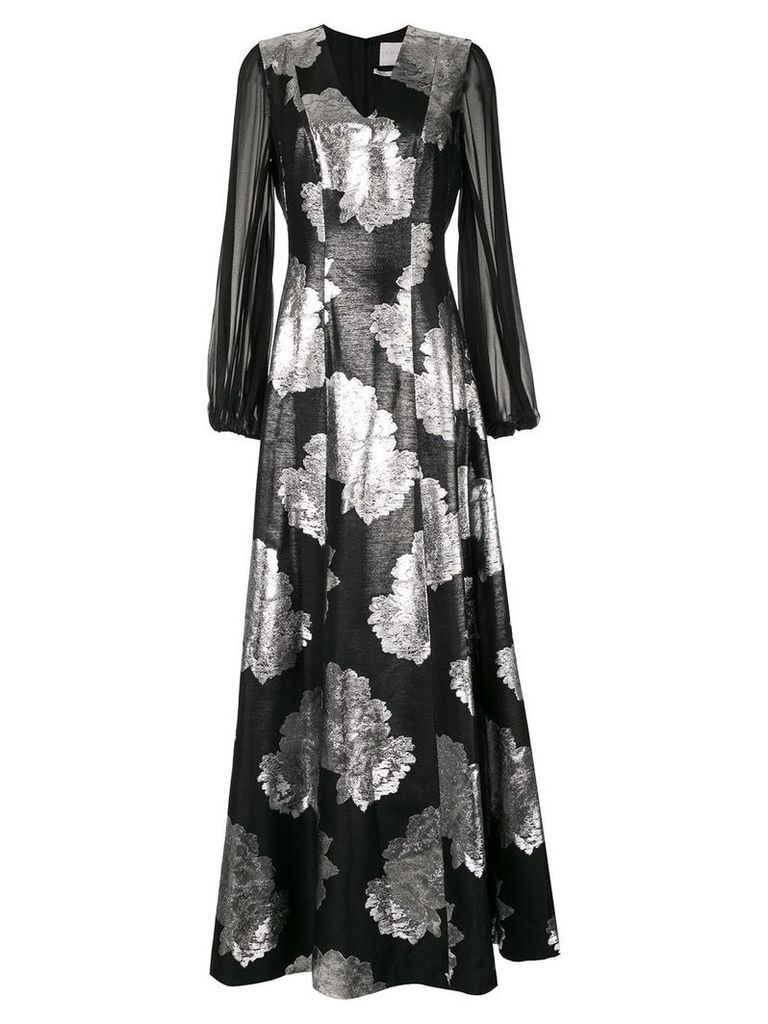 Ingie Paris floral jacquard maxi dress - Black