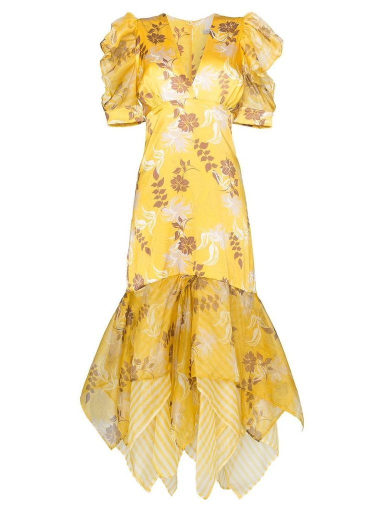 Silvia Tcherassi Lycka floral print maxi-dress - Yellow