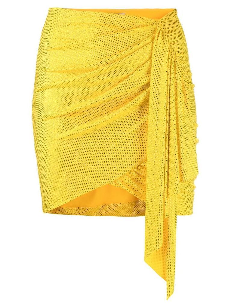 Alexandre Vauthier crystal-embellished asymmetric skirt - Yellow