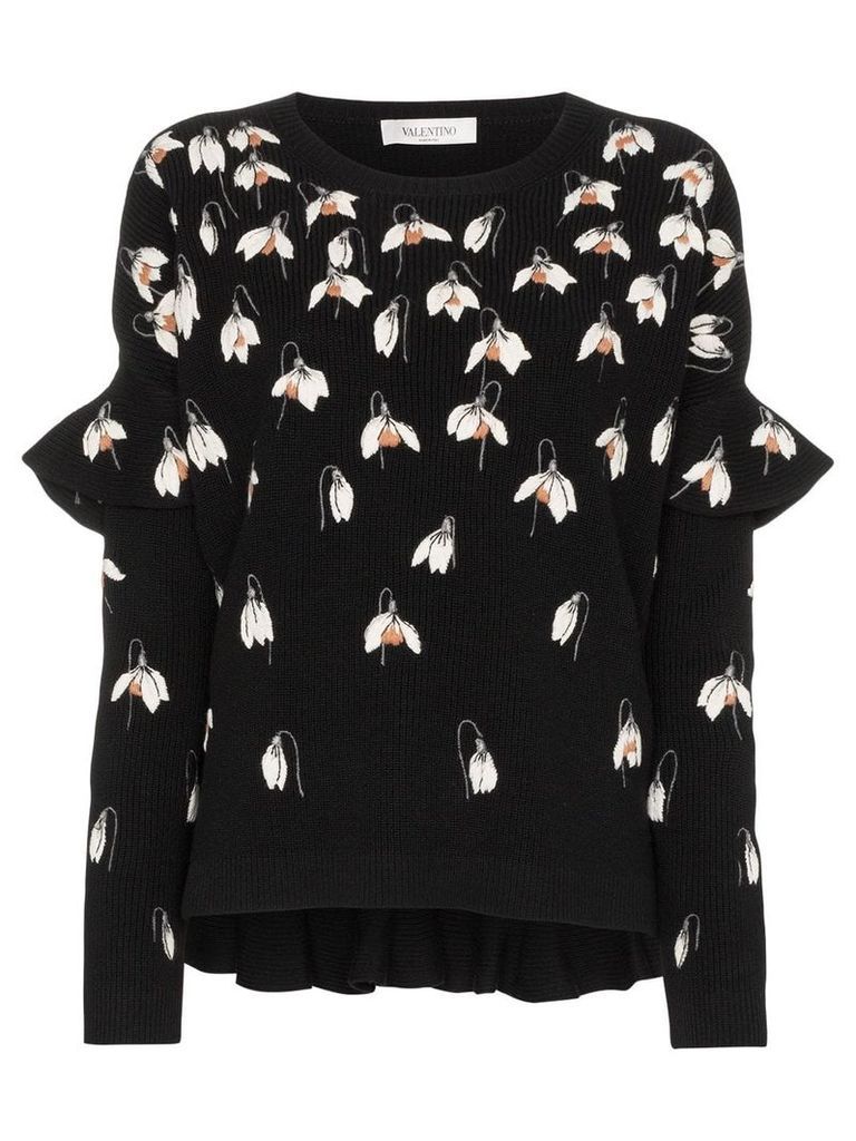 Valentino floral embroidered sweater - Black