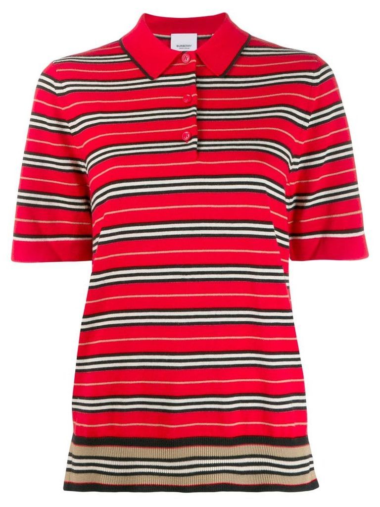Burberry striped polo top - Red