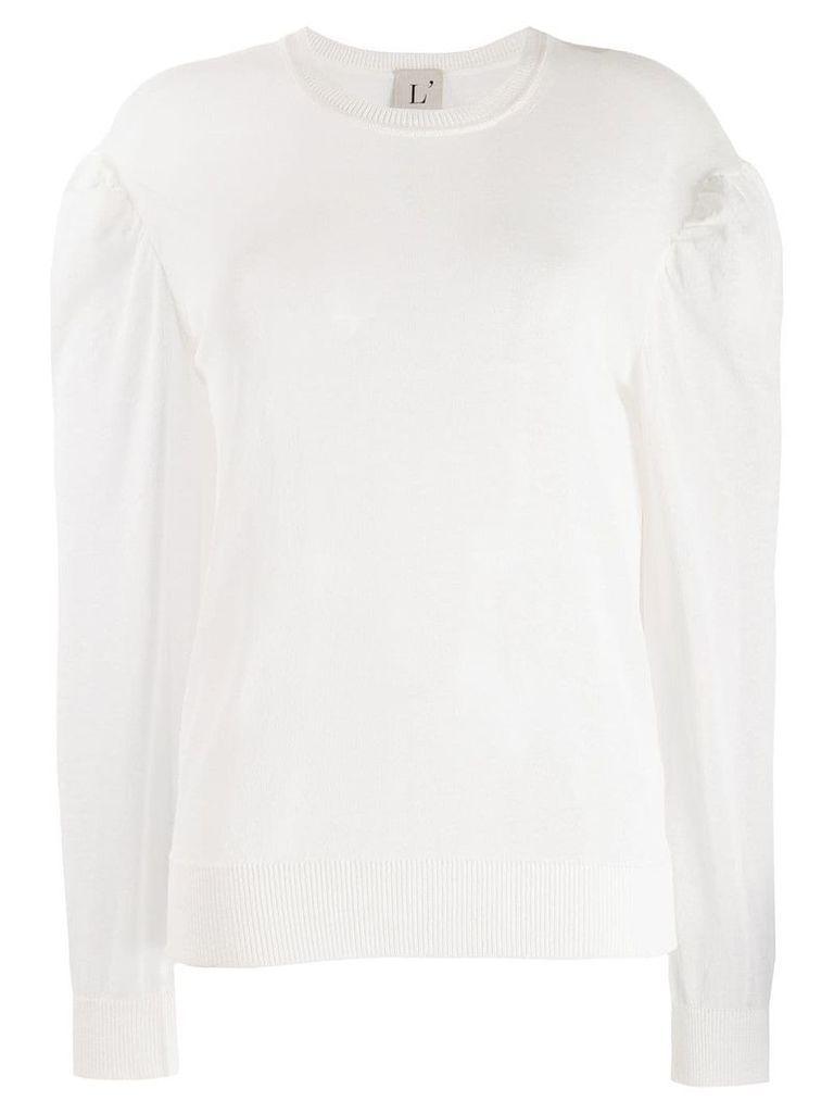 L'Autre Chose gathered sleeve knitted top - White