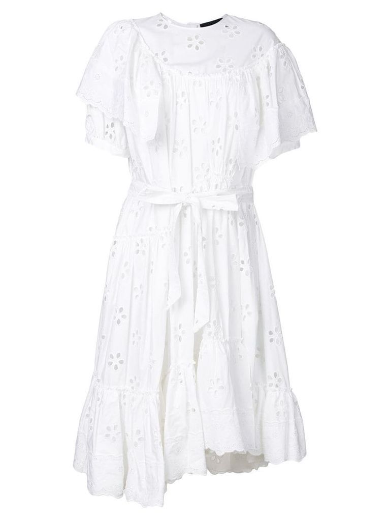 Simone Rocha openwork lace ruffle trim dress - White