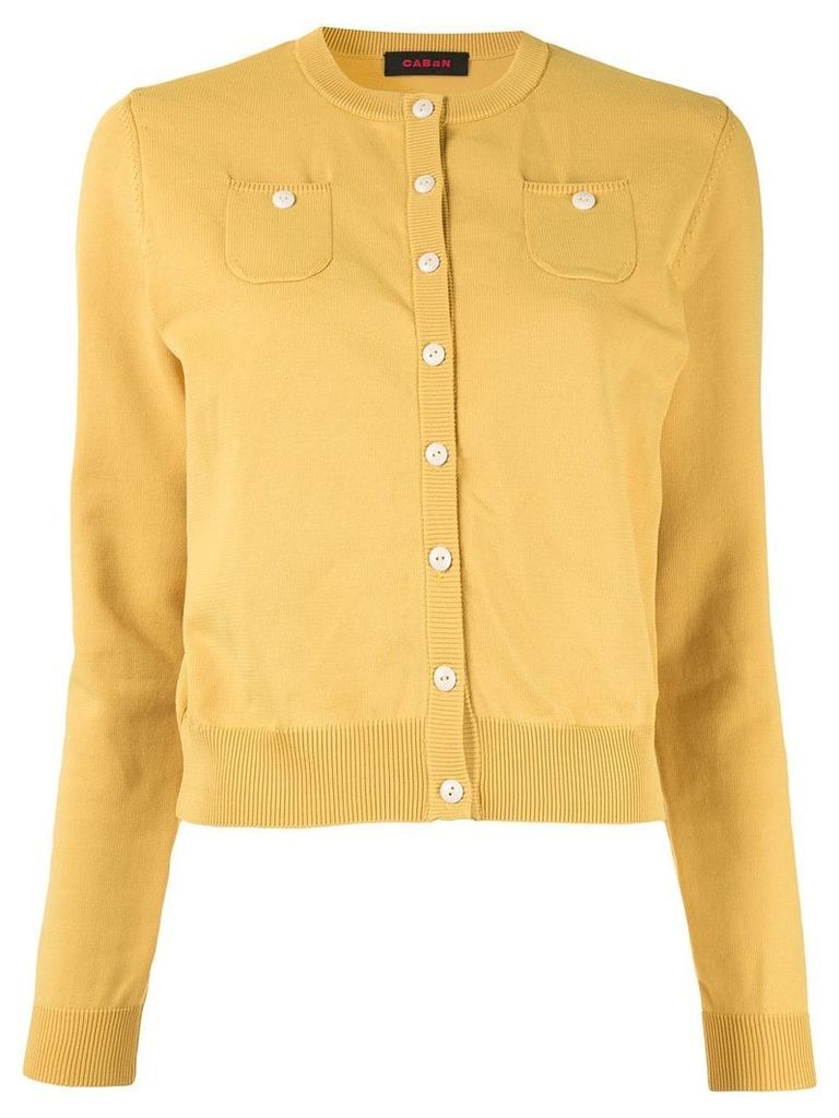 Caban button fine knit cardigan - Yellow