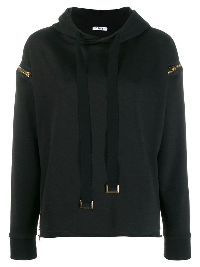Parlor zip detail hoodie - Black