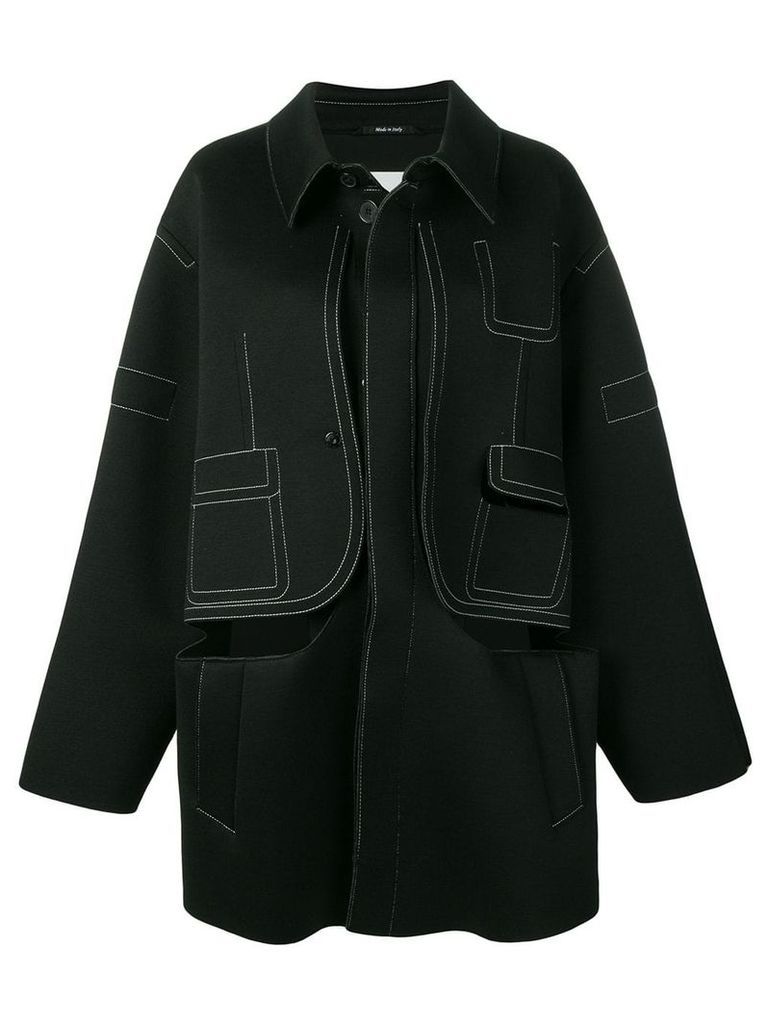 Maison Margiela contrast stitch oversized coat - Black