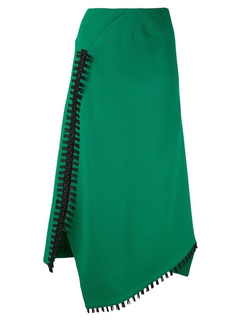 Roland Mouret fringed asymmetric skirt - Green