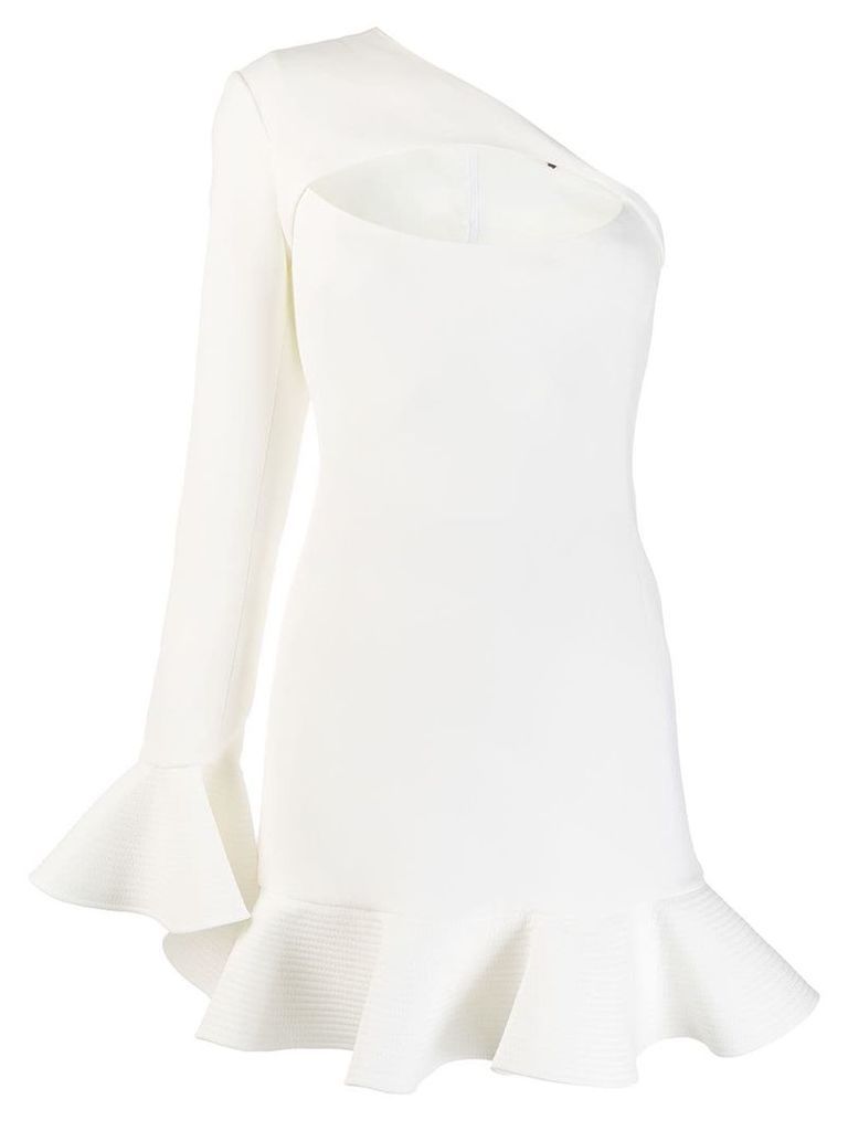 David Koma cut-out ruffled dress - White