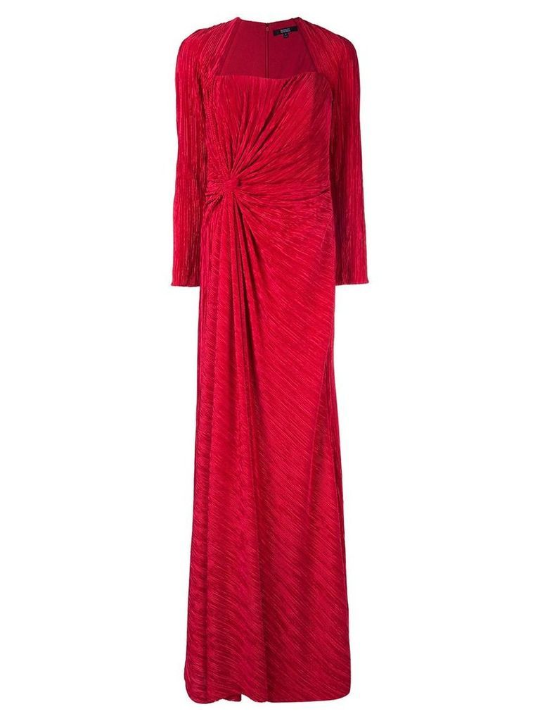 Badgley Mischka pleated drape gown - Red