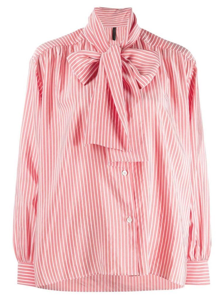 Unravel Project pussy bow striped shirt - Red