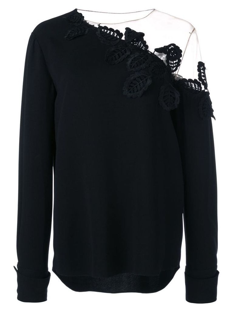 Oscar de la Renta embroidered off shoulder blouse - Black
